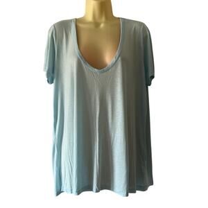 Forever 21+ Light Blue V-Neck Knit Top Woman's Size 0X